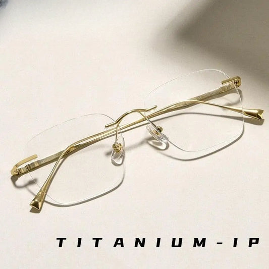 Unisex Square Rimless Titanium Prescription Glasses 1912ti — view 1 | Rx Spectacle
