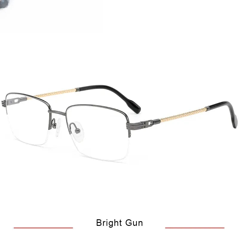 Unisex Square Semi-Rimless Titanium Prescription Glasses 425031 — view 3 | Rx Spectacle