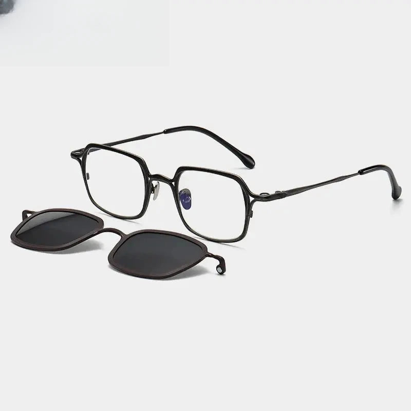 Unisex Square Full Rim Titanium Clip-On Prescription Glasses 415969 — view 6 | Rx Spectacle