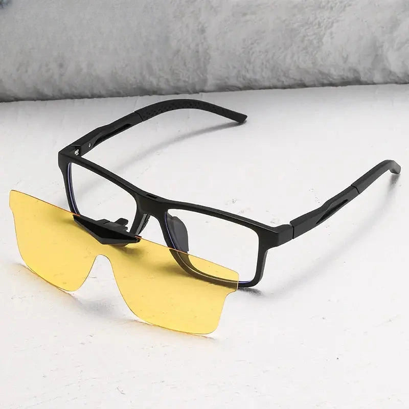 Unisex Square Full Rim Titanium Clip-On Prescription Glasses 888565 — view 1 | Rx Spectacle