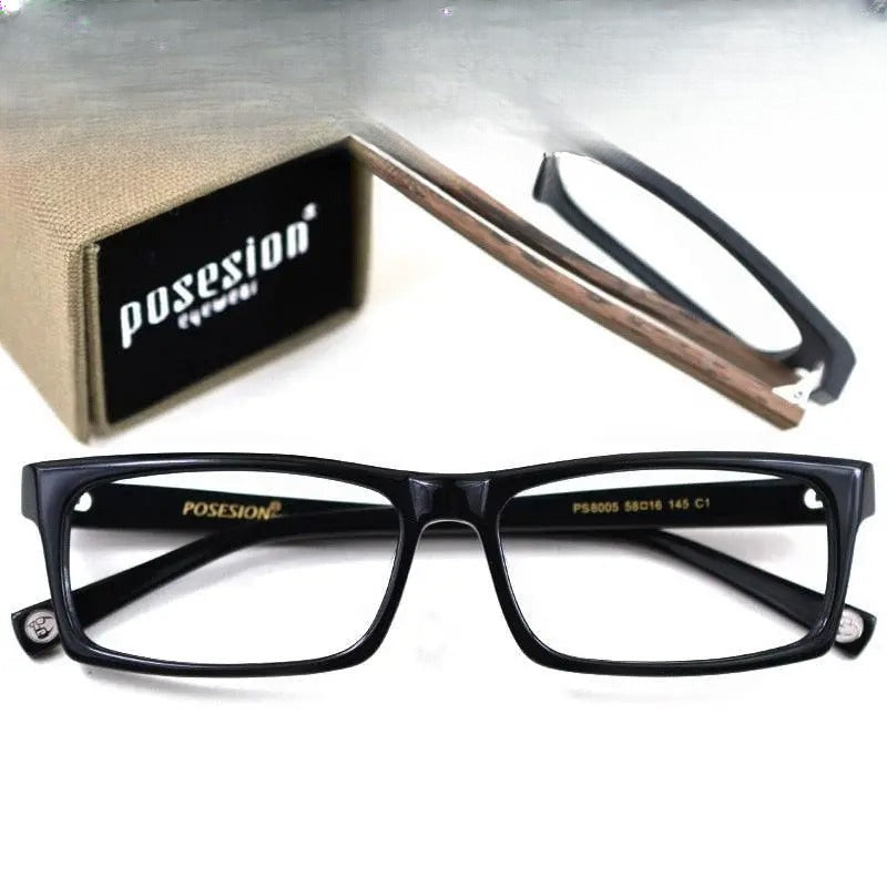 Men's Rectangular Full Rim Acetate Prescription Glasses Ps8005 — view 1 | Rx Spectacle