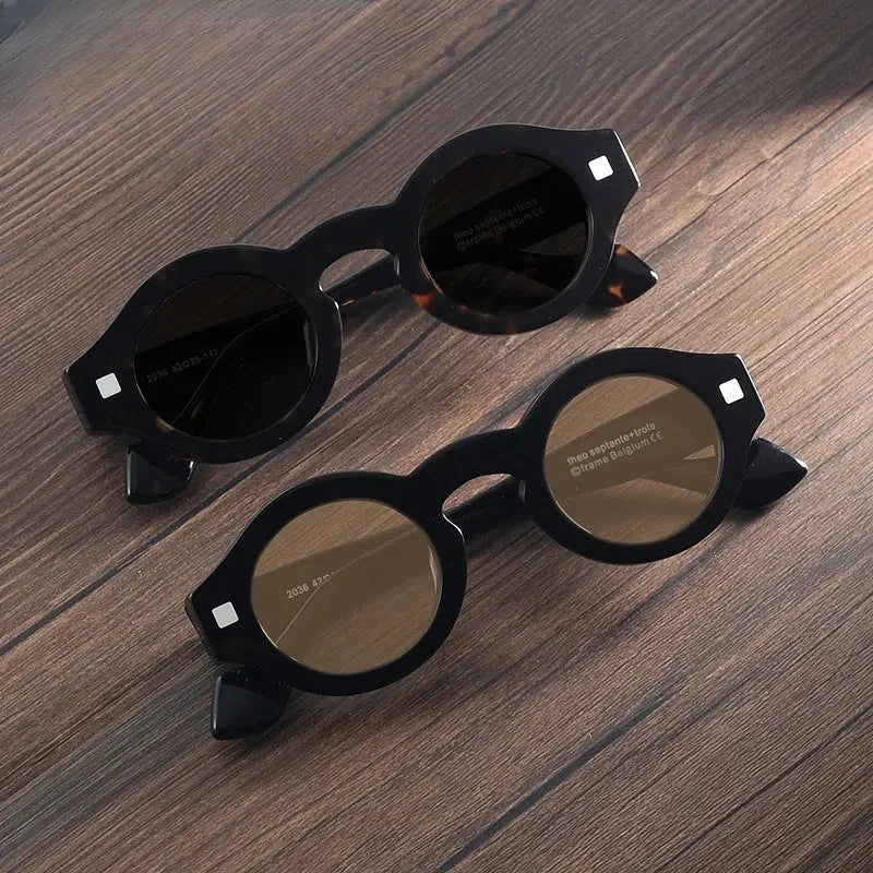 Unisex Round Full Rim Acetate Prescription Glasses M003 — view 4 | Rx Spectacle