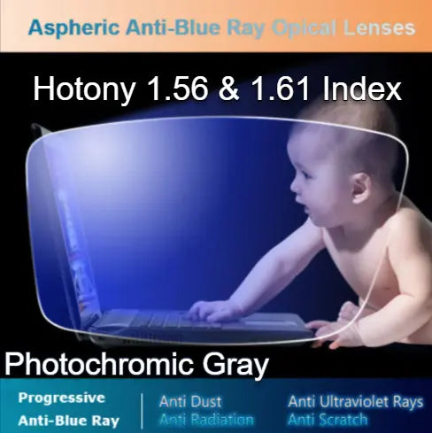 Anti Blue Progressive Photochromic Gray Lenses — view 1 | Rx Spectacle