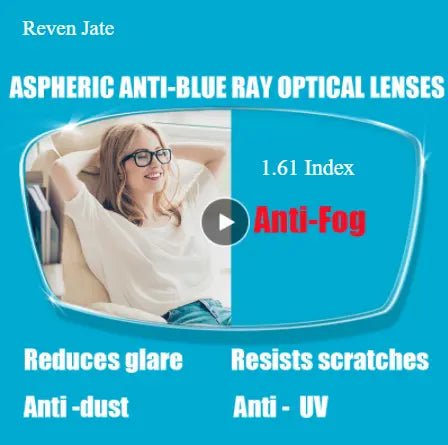 1.61 Index Single Vision Anti Blue Light Anti Fog Clear Lenses — view 1 | Rx Spectacle
