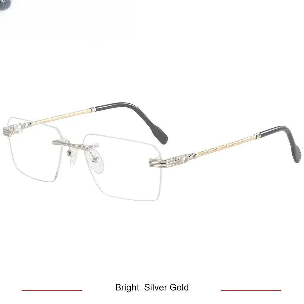 Unisex Polygon Rimless Titanium Flat Top Prescription Glasses 650032 — view 6 | Rx Spectacle