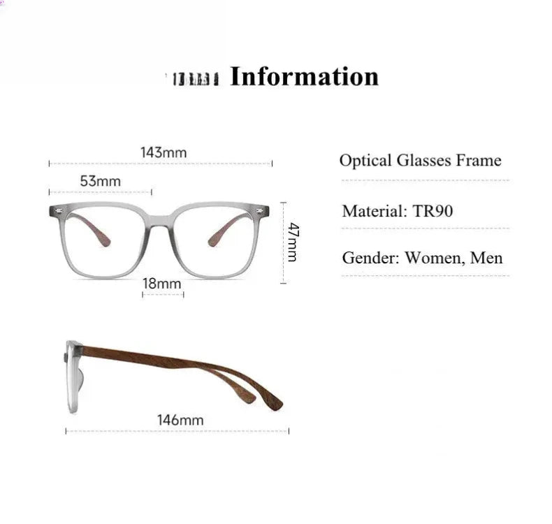 Unisex Square Full Rim Titanium Prescription Glasses 9056 — view 10 | Rx Spectacle