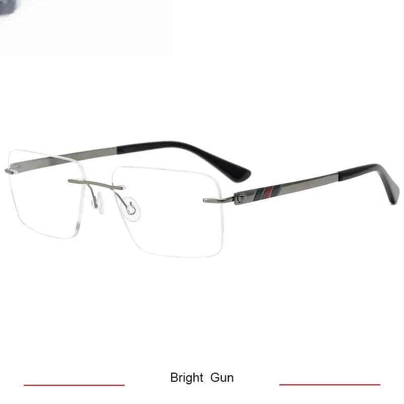 Women's Square Rimless Titanium Screwless Prescription Glasses 75014 — view 4 | Rx Spectacle