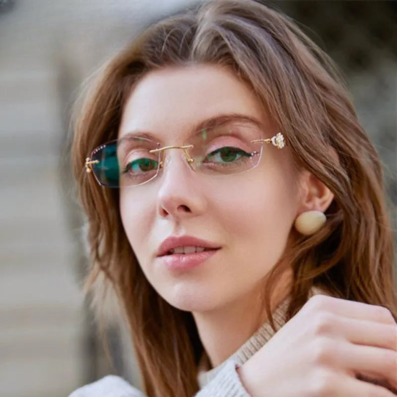 Women's Oval Rimless Titanium Prescription Glasses 2889 — view 1 | Rx Spectacle