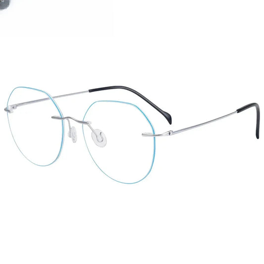 Women's Oval Rimless Titanium Flat Top Prescription Glasses 331008 — view 1 | Rx Spectacle