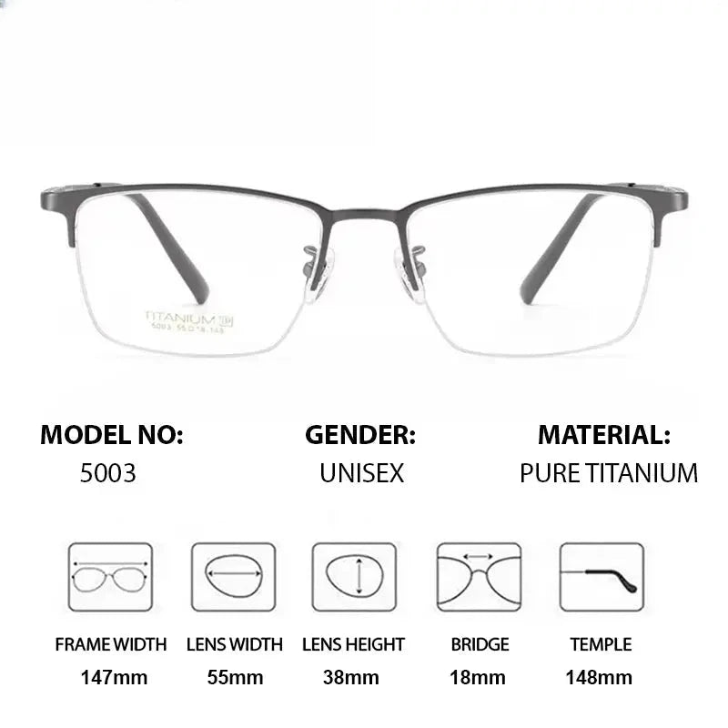 Men's Polygon Semi-Rimless Titanium Prescription Glasses 965003 — view 2 | Rx Spectacle