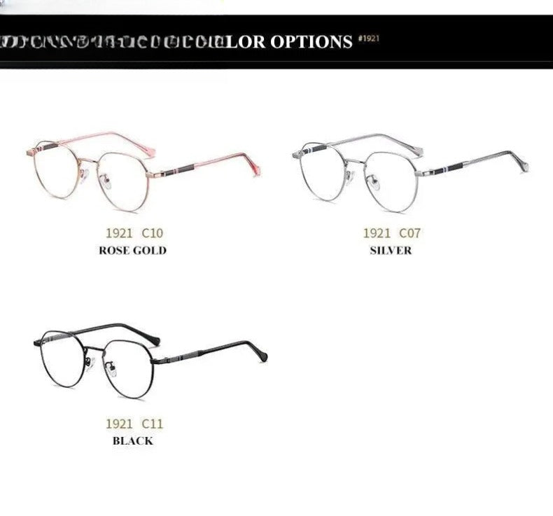 Unisex Round Full Rim Stainless Steel Prescription Glasses 1921 — view 11 | Rx Spectacle