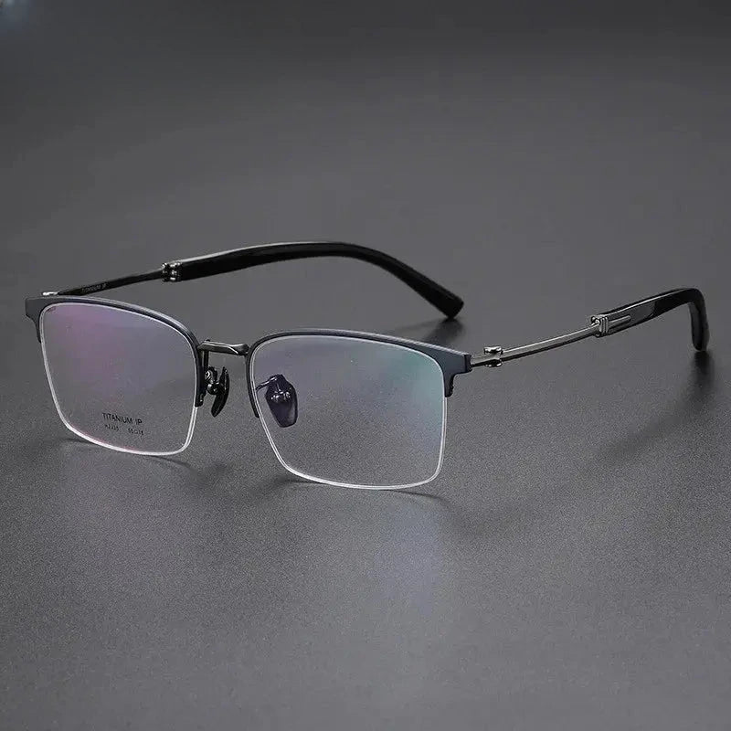 Men's Square Semi-Rimless Titanium Prescription Glasses 402035 — view 4 | Rx Spectacle