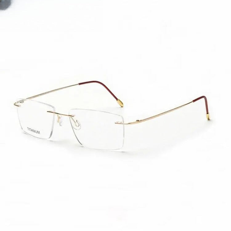 Unisex Square Rimless Titanium Prescription Glasses 16011 — view 5 | Rx Spectacle