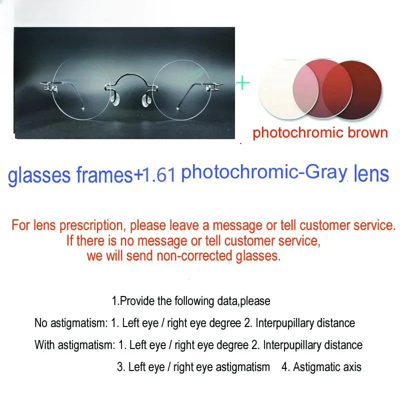 Unisex Round Rimless Stainless Steel Screwless Prescription Glasses 4040 — view 2 | Rx Spectacle