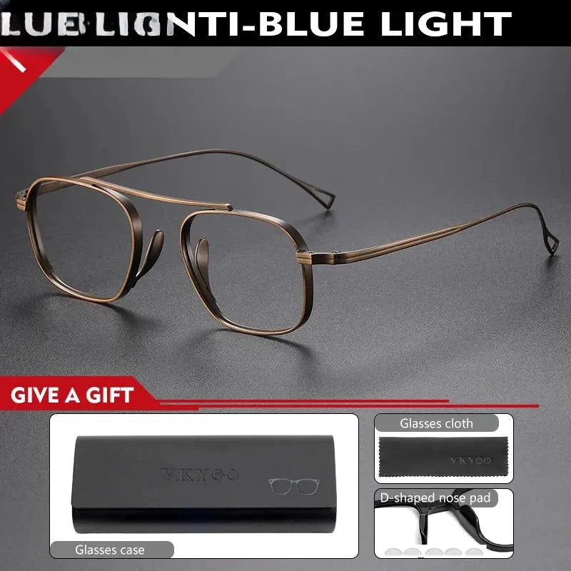 Unisex Square Full Rim Titanium Reading Glasses 49501 — view 4 | Rx Spectacle