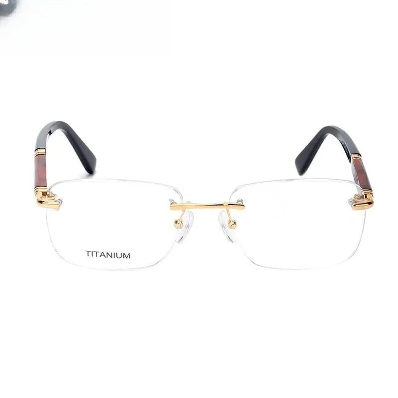 Unisex Square Rimless Titanium Prescription Glasses Ls01 — view 6 | Rx Spectacle