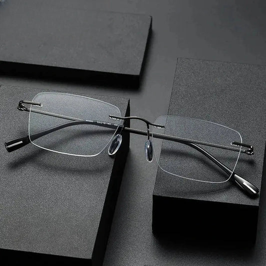 Women's Square Rimless Titanium Prescription Glasses 80965 — view 1 | Rx Spectacle