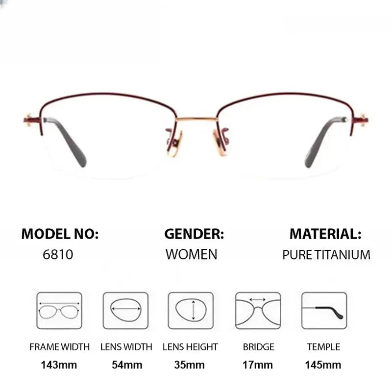 Women's Oval Semi-Rimless Titanium Prescription Glasses 776810 — view 2 | Rx Spectacle