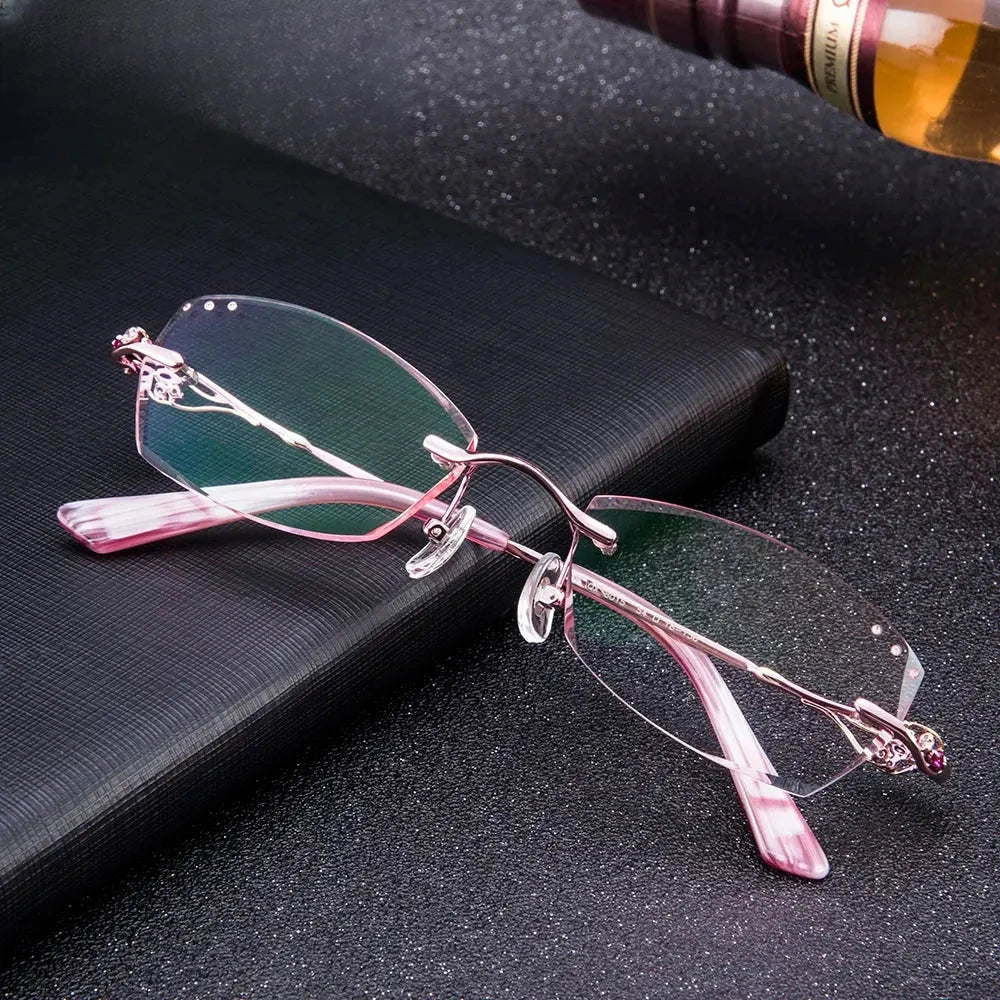 Women's Oval Rimless Titanium Prescription Glasses 80157 — view 1 | Rx Spectacle