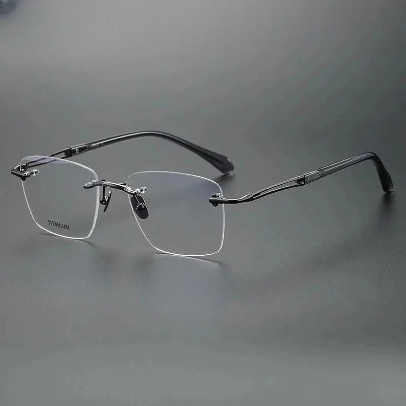 Unisex Square Rimless Titanium Prescription Glasses 880958 — view 3 | Rx Spectacle