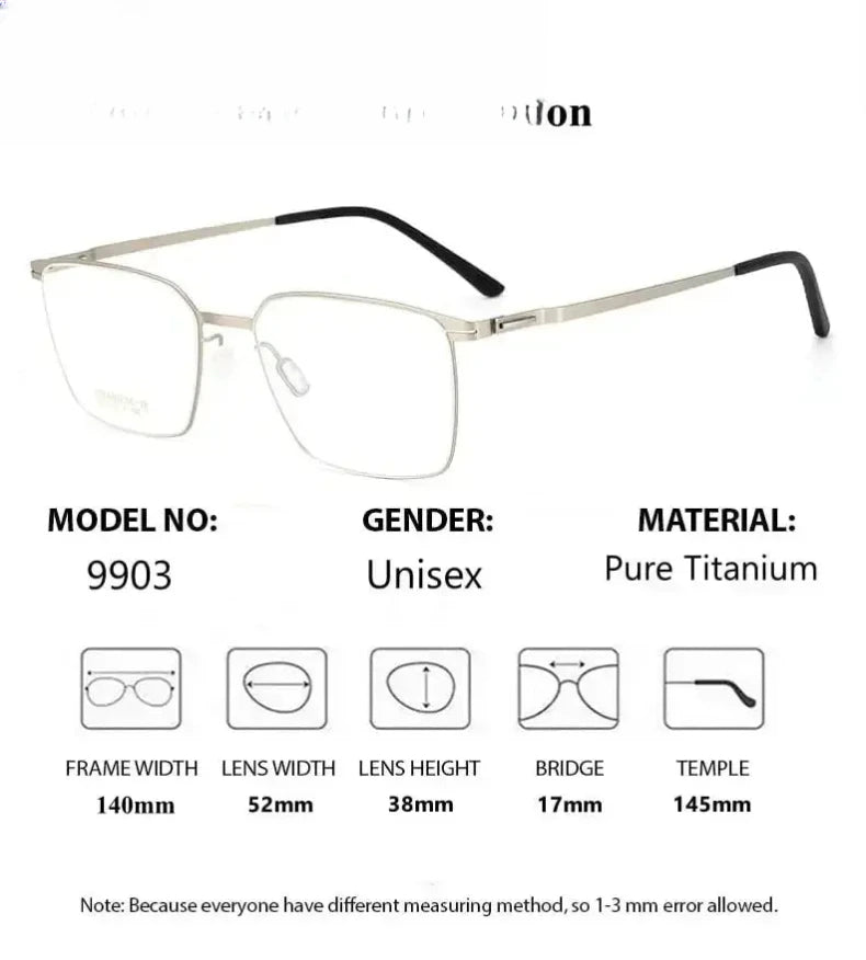 Unisex Square Semi-Rimless Titanium Prescription Glasses 69903 — view 2 | Rx Spectacle