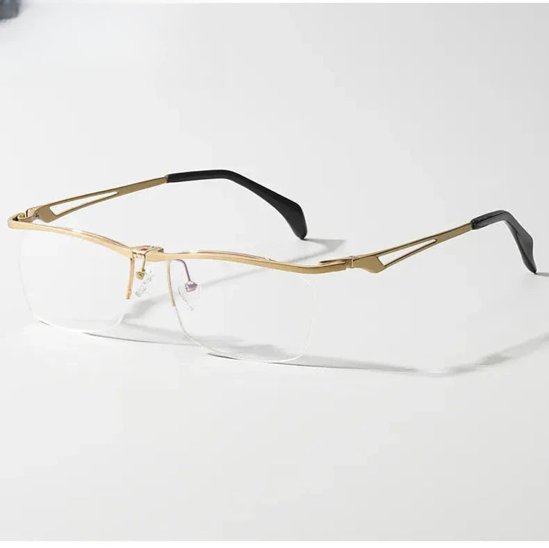 Men's Square Semi-Rimless Titanium Prescription Glasses 114896 — view 3 | Rx Spectacle