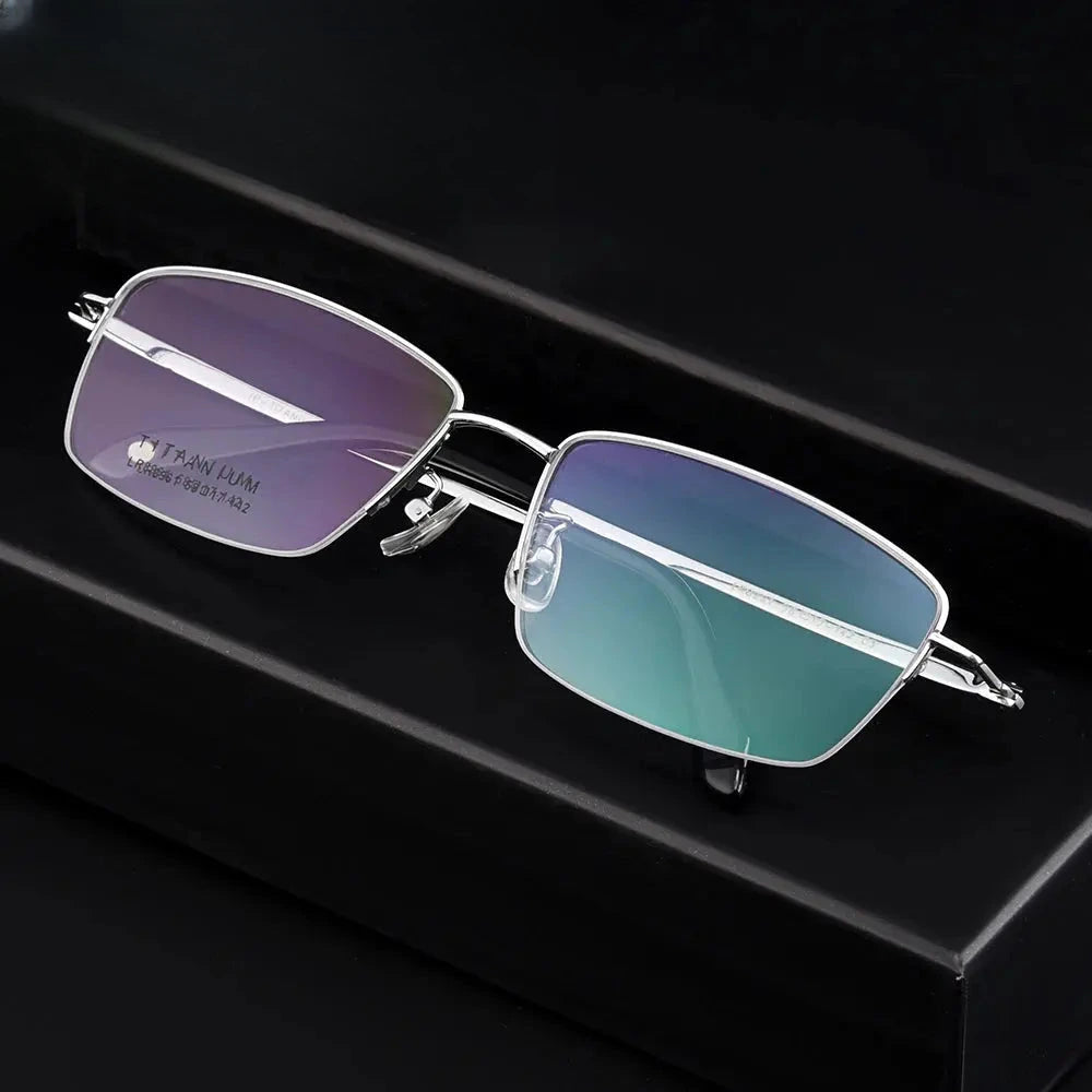 Men's Polygon Semi-Rimless Titanium Oversized Prescription Glasses 896111 — view 1 | Rx Spectacle