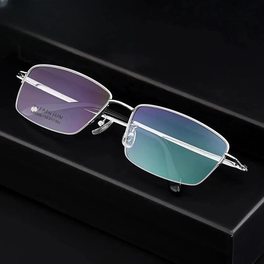 Men's Polygon Semi-Rimless Titanium Oversized Prescription Glasses 896111 — view 1 | Rx Spectacle