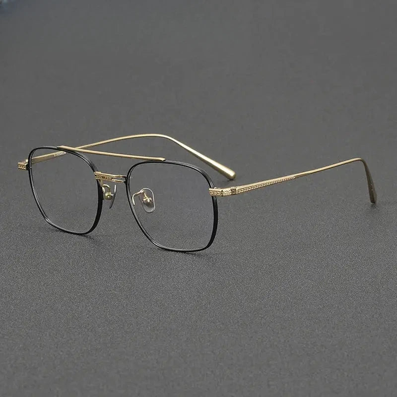 Men's Square Full Rim Titanium Double Bridge Prescription Glasses 777115 — view 6 | Rx Spectacle