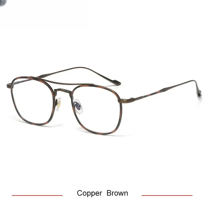 Men's Square Full Rim Titanium Double Bridge Prescription Glasses 75925 — view 6 | Rx Spectacle