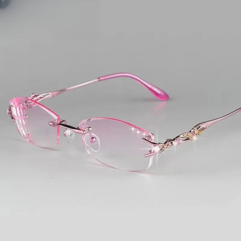 Women's Rectangular Rimless Titanium Prescription Glasses 408036 — view 6 | Rx Spectacle