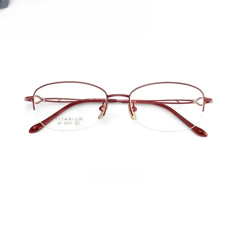 Women's Oval Semi-Rimless Titanium Prescription Glasses 90214 — view 3 | Rx Spectacle