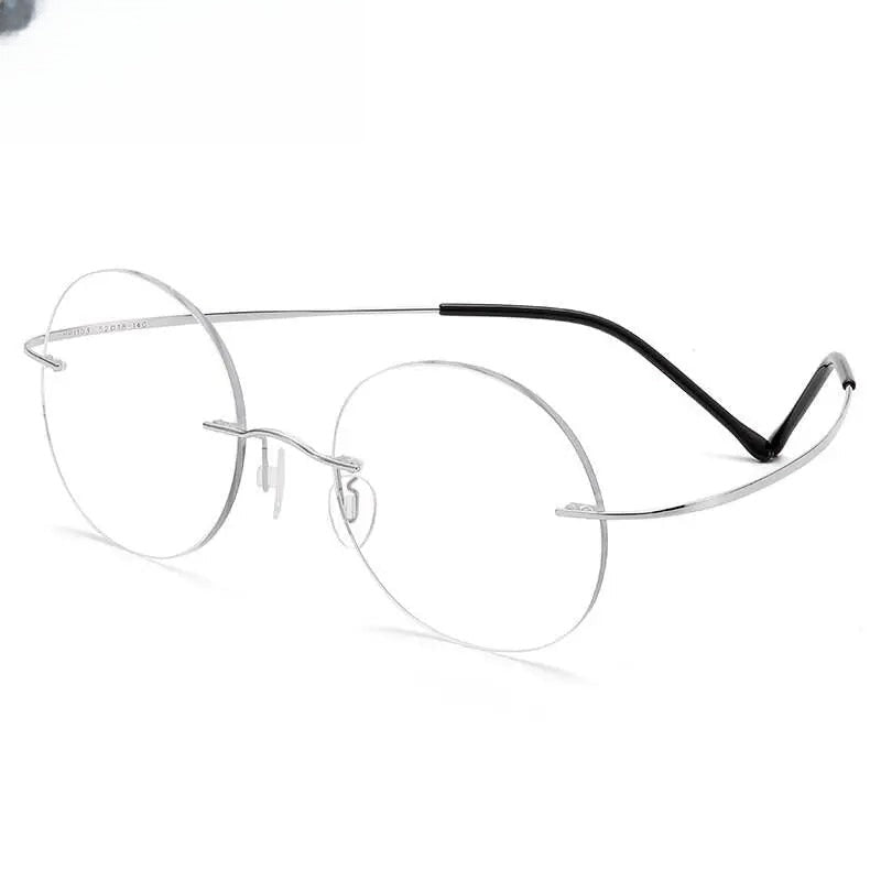 Unisex Round Rimless Titanium Prescription Glasses 6074 — view 3 | Rx Spectacle