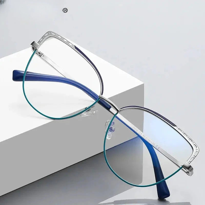 Women's Cat Eye Full Rim Alloy Reading Glasses 3112 — view 1 | Rx Spectacle