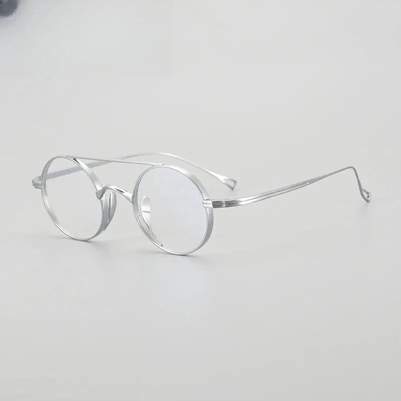 Unisex Round Full Rim Titanium Double Bridge Prescription Glasses J1473 — view 9 | Rx Spectacle