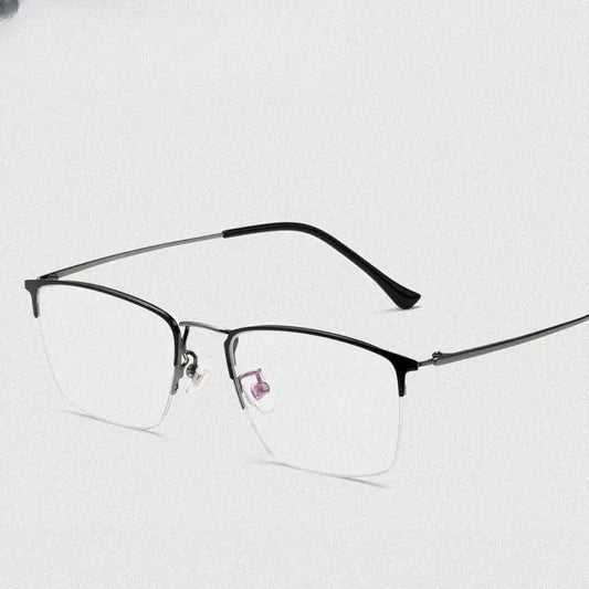 Unisex Semi-Rimless Titanium Prescription Glasses 8017JX — view 1 | Rx Spectacle