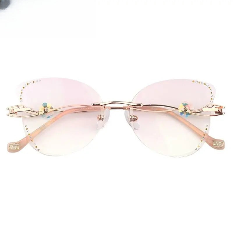 Women's Butterfly Rimless Titanium Prescription Glasses 88061 — view 6 | Rx Spectacle