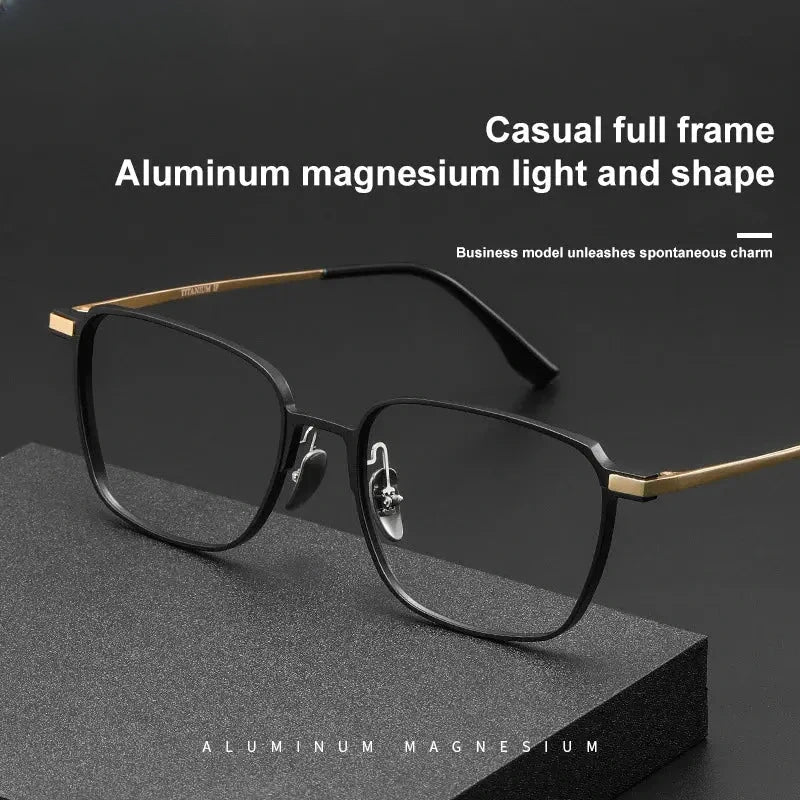 Unisex Square Full Rim Titanium Reading Glasses V20229 — view 2 | Rx Spectacle