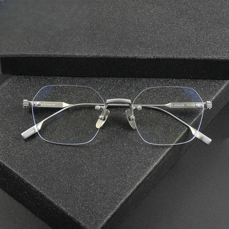Women's Square Rimless Titanium Prescription Glasses 81038 — view 1 | Rx Spectacle
