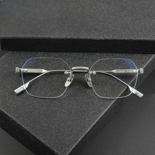 Women's Square Rimless Titanium Prescription Glasses 81038 — view 1 | Rx Spectacle
