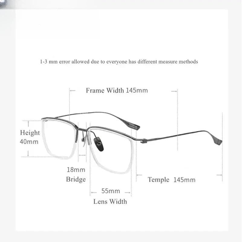 Men's Square Full Rim Titanium Prescription Glasses 412106 — view 2 | Rx Spectacle