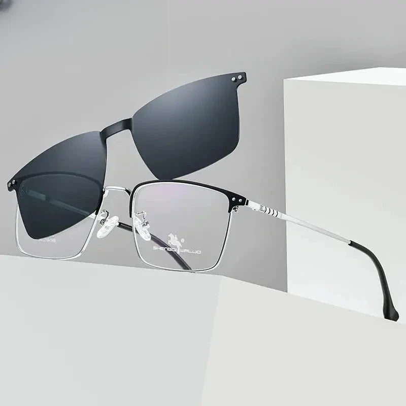 Men's Square Full Rim Alloy Clip-On Prescription Glasses 494016 — view 1 | Rx Spectacle