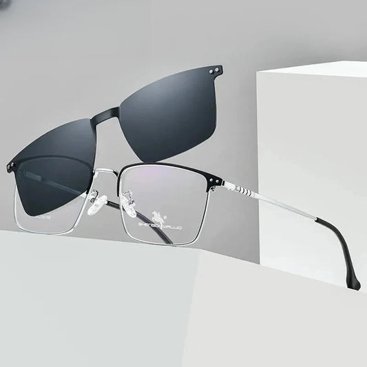 Men's Square Full Rim Alloy Clip-On Prescription Glasses 494016 — view 1 | Rx Spectacle