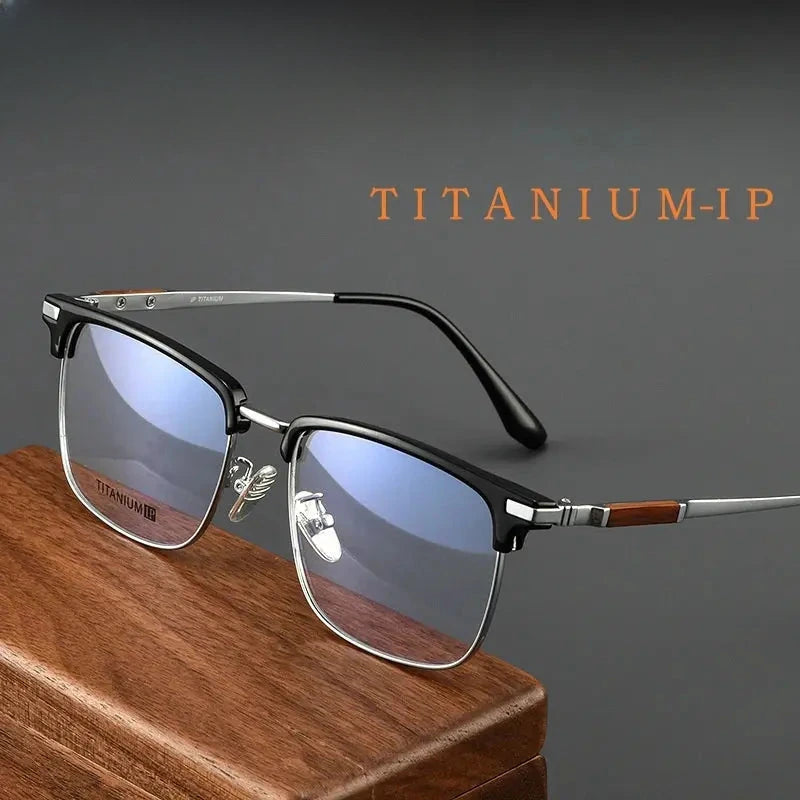 Men's Square Full Rim Titanium Prescription Glasses Y8079 — view 1 | Rx Spectacle