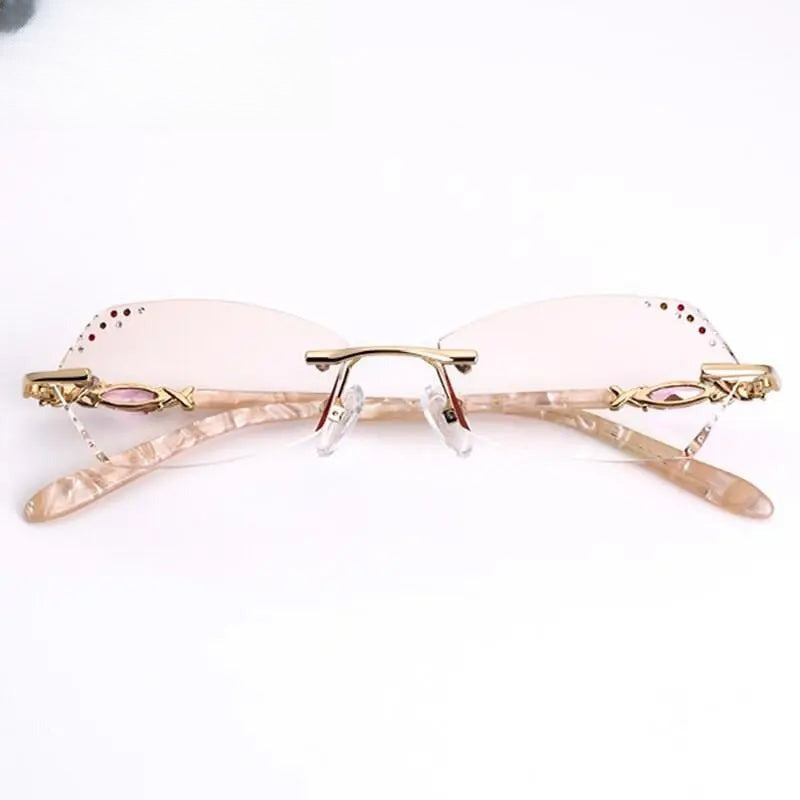 Women's Oval Rimless Alloy Prescription Glasses 016 — view 9 | Rx Spectacle