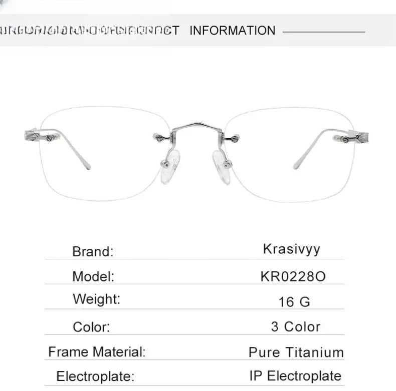 Unisex Oval Rimless Titanium Prescription Glasses 2280 — view 9 | Rx Spectacle