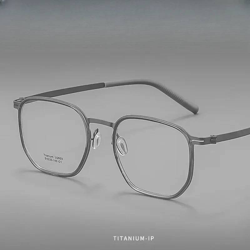 Unisex Square Full Rim Titanium Prescription Glasses J2603 — view 1 | Rx Spectacle