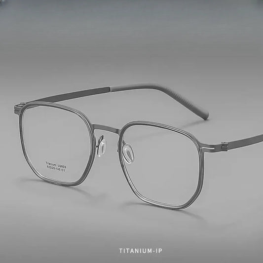 Unisex Square Full Rim Titanium Prescription Glasses J2603 — view 1 | Rx Spectacle