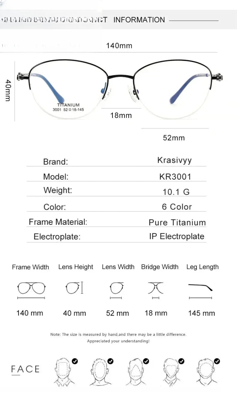 Unisex Oval Semi-Rimless Titanium Prescription Glasses 33001 — view 2 | Rx Spectacle