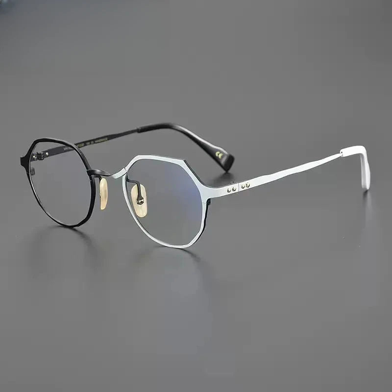 Unisex Round Full Rim Titanium Flat Top Prescription Glasses Gxyj1219 — view 7 | Rx Spectacle